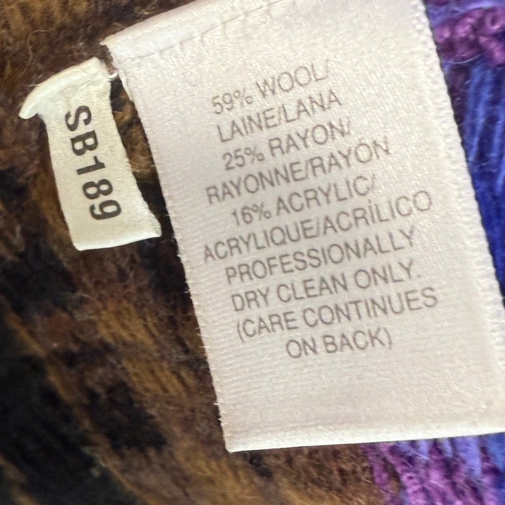 Susan Bristol Cardigan Sweater Womens Medium Multicolor Plaid Wool Blend Vintage - Picture 6 of 9